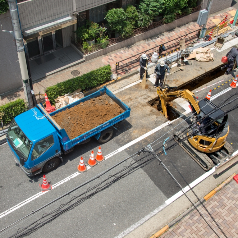 工事現場を上から撮影した写真